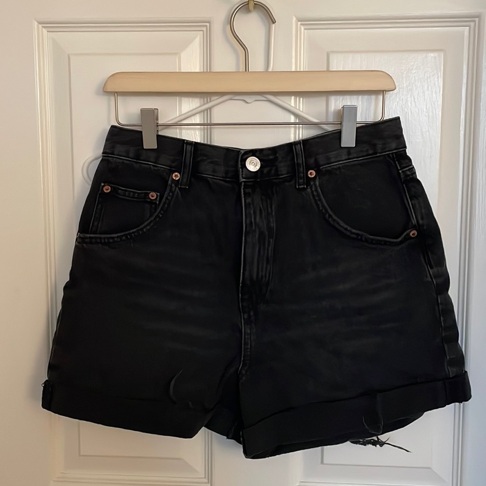 BDG Mom black denim shorts